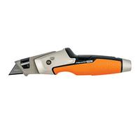 Fiskars Cúter universal para pintores CarbonMax, Incluye cuchilla de recambio, 19,1 cm, Negro/Naranja, 1027225