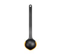 Fiskars Functional Form Cucharón de cocina, Cazo con bordes de silicona y escala de medición, Resistente al calor, Longitud 36,2 cm, Plástico/Silicona, Negro/Naranja, 1079965