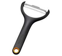 Fiskars Functional Form Pelador de verduras, Pelador en Y para zanahorias y pepinos, Cuchilla giratoria, Mango ergonómico, Hoja de acero inoxidable/Mango de plástico, Negro/Naranja, 1079908