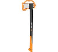 Fiskars Hacha 1,63 kg, Con estuche de almacenamiento y transporte, Longitud: 71 cm, Capa antiadherente, Cuchilla de acero/Mango de fibra de vidrio, Negro/Naranja, X21-L, 1015642
