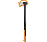 Fiskars Hacha 2,57 kg, Con estuche de almacenamiento y transporte, Longitud: 96 cm, Capa antiadherente, Cuchilla de acero/Mango de fibra de vidrio, Negro/Naranja, X27-XXL, 1015644