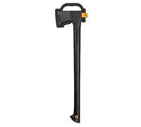 Fiskars Hacha de talar L, Solid, Con funda para transporte, Recubrimiento antiadherente, Hoja de acero/Mango plástico reforzado con fibra de vidrio, Negro/Naranja, A18, Longitud: 65cm, 1,6 kg, 1052045