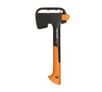 Fiskars Hacha pequeña universal, Longitud: 35,5 cm, Capa antiadherente, Cuchilla de acero/Mango de fibra de vidrio, Negro/Naranja, X7-XS, 1015618