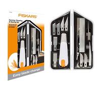 Fiskars Kit Universal para Esculpir, Cincelar y Serrar, Cúter de Precisión y Set de Cuchillas, Longitud total: 21 cm, Acero de calidad/Plástico, Blanco/Naranja, Premium, 1024385