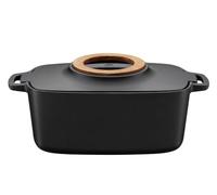 Fiskars Norden olla, 5 l, ovalada | Gusseiserner Schmortopf con THERMIUM tratamiento antiadherente, Aro de madera de abedul finlandés extraíble, 1026567