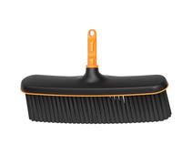 Fiskars OneClick Escoba para Terraza | Cambio sin esfuerzo con un solo clic, para cubiertas de madera y suelos de hormigón, negro/naranja, 1080700