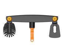 FISKARS OneClick Limpiador de Canalones, Accesorio con Raspador y Cepillo | Óptima Precisión, Cambio Sin Esfuerzo en 1 Clic, Ángulo Ajustable, Negro y Naranja, 1080698