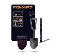 Fiskars Pala plegable para camping y alpinismo, 2 en 1: Pala y pico, Funda de tela incluida, Longitud: 59 cm, Acero al boro templado, Negro, 1000621
