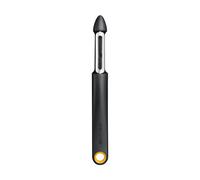 Fiskars Functional Form Pelador de frutas con cuchilla móvil, Pelador especial para tomates y kiwis, Cuchilla dentada, Hoja de acero inoxidable/Mango de plástico, Negro/Naranja, 1079961