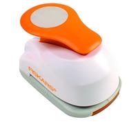 Fiskars Perforadora de figuras, Círculo, Ø 2,5 cm, Para diestros y zurdos, Acero de calidad/Plástico, Blanco/Naranja, Lever Punch, M, 1004748
