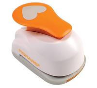Fiskars Perforadora de figuras, Corazón, Ø 2,5 cm, Para diestros y zurdos, Acero de calidad/Plástico, Blanco/Naranja, Lever Punch, M, 1004646