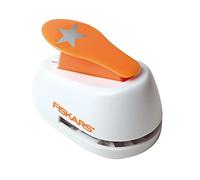 Fiskars Perforadora de figuras, Estrella, Ø 2,5 cm, Para diestros y zurdos, Acero de calidad/Plástico, Blanco/Naranja, Lever Punch, M, 1004722