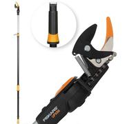 Fiskars Pértiga telescópica con cuchilla Bypass | Hoja de acero/mango de aluminio, longitud 2,4-4 m, negro/naranja, 1023624