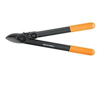 Fiskars Podadera con yunque para madera seca y dura, Sistema cremallera PowerGear II, Diámetro corte: 3,5 cm, Cuchillas acero templado antiadherente, Longitud: 39 cm, Negro/Naranja, L31, 1000581