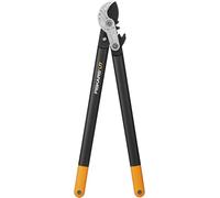 Fiskars Podadera con yunque para madera seca y dura, Sistema cremallera PowerGear II, Diámetro corte: 5 cm, Cuchillas acero templado antiadherente, Longitud: 69 cm, Negro/Naranja, L77, 1000583