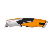 Fiskars Pro Cúter de seguridad con hoja retráctil, Longitud 17,7 cm, Acero inoxidable/plástico, Negro/naranja, CarbonMax, 1062938