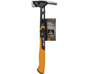 Fiskars Pro IsoCore Martillo de carpintería, 40 cm, 480 g, con garra de rasgón, mango amortiguador e imán para clavar clavos grandes en madera dura y herramientas de bricolaje