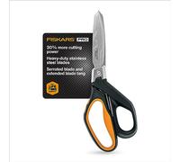 Fiskars Pro PowerArc - Tijeras dentadas resistentes de acero inoxidable, herramienta de grado industrial para edificación y construcción, 25 cm, naranja y negro