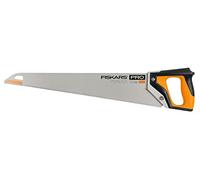 Fiskars Pro Sierra manual para madera, Laminado y PVC, Longitud de la hoja de sierra: 55 cm, 7 TPI, Negro/naranja, PowerTooth, 1062916