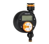 Fiskars Programador/Timer con 1 salida, Para todos los tamaños de grifo habituales, Pantalla LCD de fácil lectura, Tamaño universal, 380 g, Negro/Naranja, 1054791