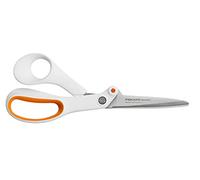 Fiskars Razor Edge Tijeras multiuso, Longitud: 21 cm, Acero inoxidable/Plástico, Blanco/Naranja, Amplify, 1005223