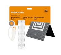 Fiskars Regla de costura, cortador giratorio, tapete de corte plegable, para todos los tejidos, gris, 45 mm