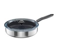 Fiskars Sartén para Saltear con Tapa, Ø 26 cm, Con Recubrimiento, Apta para Todas las Placas de Cocina, Acero Inoxidable Reciclado, Functional Form, Negro, 1072314