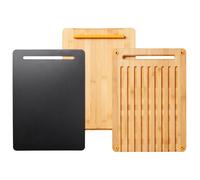 Fiskars Estación de corte, Functional Form, 3 piezas, Consta de tabla de cortar, tabla de pan y tabla de plástico , Bambú/plástico, 1057550
