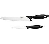 Fiskars Set de cuchillos Essential, 2 piezas, Cuchillo cocina 21 cm y mondar 11 cm, negro