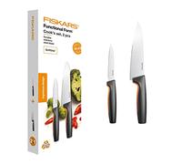Fiskars Set de Cuchillos de cocina, 2 piezas, Functional Form, Incluye cuchillo de chef (grande), Cuchillo para verdura, Acero inoxidable japonés/plástico, 1057557