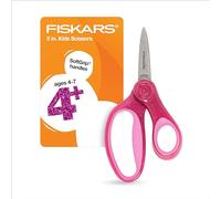 Fiskars SoftGrip - Tijeras de purpurina de punta puntiaguda de 5 pulgadas para niños de 4 a 7 años, tijeras para la escuela o manualidades, suministros de regreso a clases, color rosa
