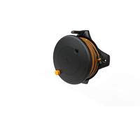 FISKARS Solid Waterwheel M Set de Carrete de Manguera, Negro/Naranja | Alcance de hasta 21,5m, Manguera de jardín de 13mm, Con soporte de pared, Rotación 360°, Compacta y fácil de mover