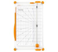 Fiskars SureCut Cortadora de papel, A4, Base ancha, Cortadora de papel con guía de línea de corte, Blanco/Naranja, 1077980.