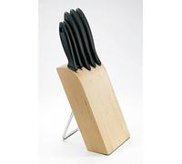 FISKARS, Tacoma de 5 cuchillos, color madera | Cuchillo de cocinero, cuchillo Santoku de cocinero y cuchillo de pan, L x I x H: 8 x 16 x 38 cm, madera de abedul, 1023782