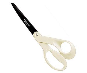 Fiskars Tijeras antiadhesivas Universales, Longitud: 21 cm, Hoja de acero inoxidable/Mangos de plástico, Blanco, 1003924