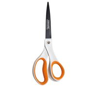 Fiskars Tijeras antiadhesivas Universales, Longitud: 21 cm, Revestimiento de titanio/Acero inoxidable plástico, Blanco/Naranja, 1004721