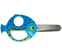 Fiskars Tijeras de animales para niños con motivos de peces, A partir de 4 años, Longitud: 13 cm, para diestros y zurdos, Hoja de acero inoxidable/Mangos de plástico, Azul, 1003746