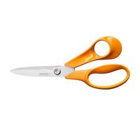 Fiskars Tijeras de cocina Classic, Cuchillas dentadas, Para Diestros, Longitud total: 18,7 cm, Tornillo Torx mejorado y mango más ergonómico, Acero/Plástico, Naranja, 1075051