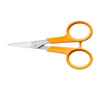 Fiskars Tijeras de costura Classic, Cuchillas rectas, Diestros y zurdos, Longitud total: 10 cm, Ergonomía del mango mejorada, Hoja de acero inoxidable/Mangos de plástico, Naranja, 1075061