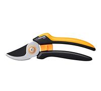 Fiskars Tijeras de jardín Bypass L, Solid, P341, Para ramas frescas y ramitas, Recubrimiento antiadherente, Cuchillas de acero inoxidable, Longitud: 20,5 cm, Negro/Naranja, 1057164