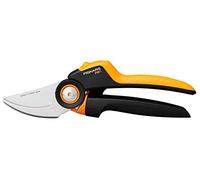 Fiskars Tijeras de jardín Bypass L, X-series PowerGear, P961, Mango giratorio, Para ramas frescas, Recubrimiento antiadherente, Cuchillas acero inoxidable, Longitud: 22,2 cm, Negro/Naranja, 1057175