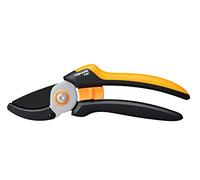 Fiskars Tijeras de jardín de yunque L, Solid, P361, Para ramitas y ramas secas, Revestimiento antiadherente, Cuchillas de acero inoxidable, Longitud: 20.1 cm, Negro/Naranja, 1057165