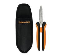Fiskars Tijeras de jardín multiusos, Longitud: 20,6 cm, Cuchillas de acero inoxidable/mangos de plástico, Negro/Naranja, Solid, SP-320, 1063328