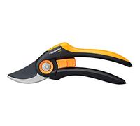 Fiskars Tijeras de jardín Plus, P521, Para ramas frescas y ramitas, Recubrimiento antiadherente, Cuchillas de acero inoxidable, Longitud: 20,1 cm, Negro/Naranja, 1057167