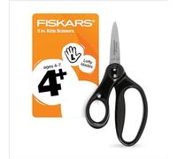 Fiskars Tijeras de punta puntiaguda para zurdos de 5 pulgadas para niños de 4 a 7 años, tijeras para la escuela o manualidades, suministros de regreso a clases, color negro