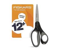 Fiskars Tijeras de purpurina para estudiantes de 12 pulgadas para niños mayores de 12 años, tijeras para la escuela o manualidades, suministros de regreso a clases, color negro