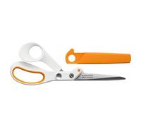 Fiskars Tijeras de sastre Razor Edge, Longitud: 21 cm, Hoja de acero inoxidable/Mangos de plástico, Blanco/Naranja, Amplify, 1070081