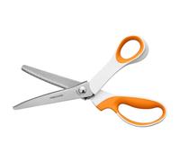Fiskars Tijeras dentadas SoftGrip 24,2 cm para diestros, de hoja de acero inoxidable, blanco/naranja
