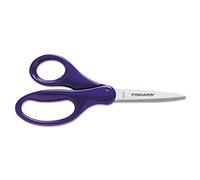 Fiskars Tijeras escolares, A partir de los 10 años, Longitud: 18 cm, para diestros, Hoja de acero inoxidable/Mangos de plástico, Rosa/Verde, 1003858