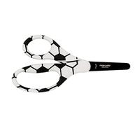 Fiskars Tijeras infantiles con motivos de fútbol, A partir de los 6 años, Longitud: 13 cm, para diestros y zurdos, Hoja de acero inoxidable/Mangos de plástico, Blanco/Negro, 1023913
